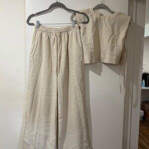 🌾 URBANCORE Linen Blend Two-Piece Set – Natural Beige – Size M 🌾